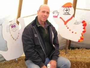 With visiting writer Maury Feinsilber at a pumpkin patch